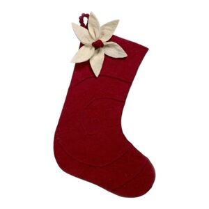 Poinsettia Hand Felted Wool Red Christmas Stocking Arcadia Home